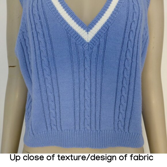 Garage Cropped Light Blue Sleeveless Sweater Vest - Picture 5 of 11